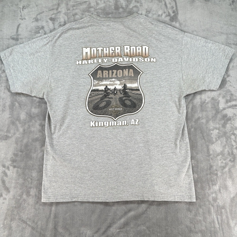 Vtg Harley Davidson T-Shirt Size XL Gray Mother Road Kingman AZ 2002 Made in USA